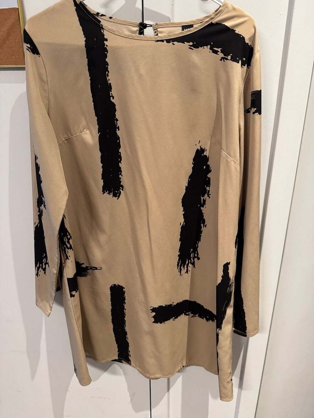 SHEIN Abstract Brush Print Long Sleeve Tunic Dress Size L